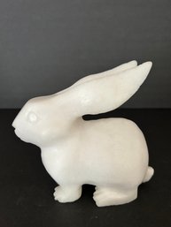 Vintage Hand Carved Alabaster? Stone Rabbit Figurine Unmarked 5.25' L X 3.5' Height