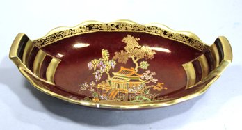 Carltonware Art Deco Red Luster Chinese Design Porcelain Candy Dish