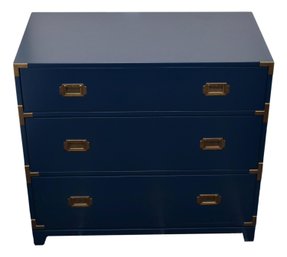2 Of 2  The Land Of Nod Navy  Three Drawer Campaign Nightstand