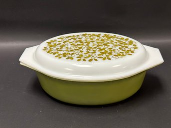 Vintage Pyrex Casserole In Avocado Green, Verde Pattern