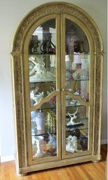 Cathedral Top Domed Curio / China Cabinet W/beveled Glass Doors & Glass Shelves