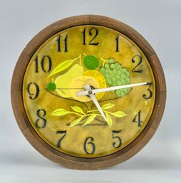 Rare Mid Century Robert Wuersch Fruit Enamel Kitchen Clock - Made In Falls River Massachusetts