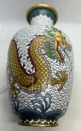Very Fine Vintage CHINESE CLOISONNE VASE With Dragon Surround Over Cloud Ground