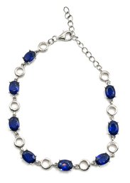 Beautiful Sterling Silver Blue Faceted Stones Bracelet