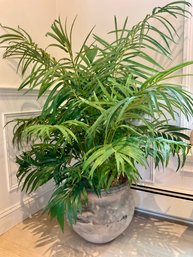 4 Ft Faux Palm Tree In Ceramic Sun Faced Planter Pot