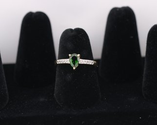 Sterling Silver Green Garnet Ring Size 7