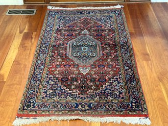 A Vintage Handwoven Traditional Bidjar Mat In 100% Wool, ~5'2' X 3'