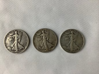 3 Standing Liberty Half Dollars (90 Per Cent Silver) Dated 1936, 1945 S, 1946