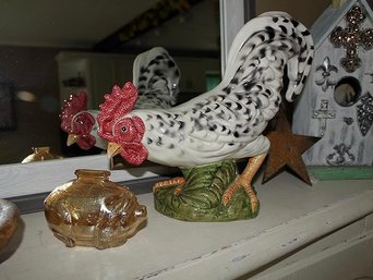 Large Rooster Figurine Ceramic