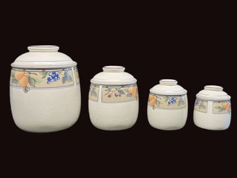 Delightful Mikasa Intaglio CAC29 'Garden Harvest' Canister Set Of Four In Varying Sizes - Made In Malaysia