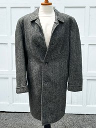 A Beautiful Vintage Scottish Wool Overcoat By Harris Tweed