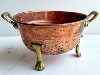 A Vintage Copper And Brass Collander