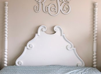 A Painted Wood King Headboard In Spanish Revival Style