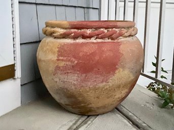 Pottery Planter With Braided Trim Detail