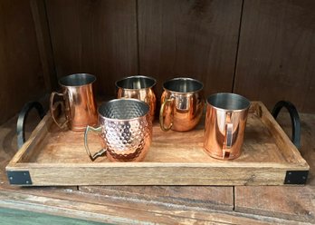 Copper Mule Mugs And A Reclaimed Wood Cocktail Tray