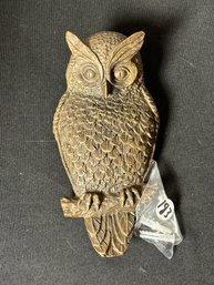 A BRONZE OWL DOOR KNOCKER