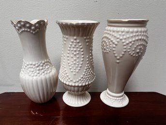 Set Of Three Small Lenox Vases
