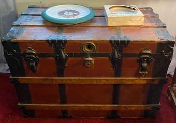 Early Steamer Trunk Loaded With Christmas Items