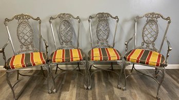 Heavy Wrought-Iron Dining Chairs - Set Of 4