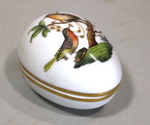 Herend Rothschild Porcelain Hand Painted Egg Form Trinket Box