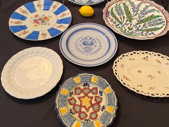 6 Pc Lot Of Decorative And Collector Plates - Lenox, Arabia, Turkish, Tiffany, Earth People, Volkstedt