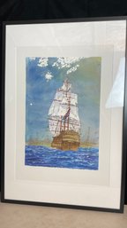 Large Original Signed Painting Of The 1765 British Warship Victory