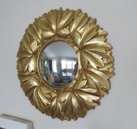 Carved Oak Leaf Concave Wall Mirror