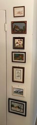 Lot Of 7 Small Framed Cottages Painted Embroidered Needlepoint