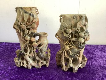 Pair Of Soapstone Vases