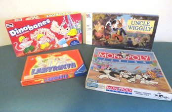 Children's Game Lot With Monopoly Jr. Dino Bones And Uncle Wiggly