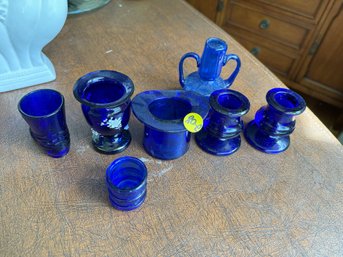 COBALT BLUE GLASSWARE LOT