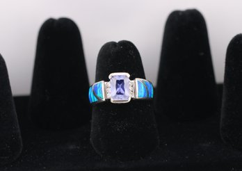 Sterling Silver Opal Tanzanite Ring Size 7
