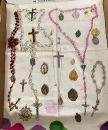 Attractive Collection Of Religious Pendants, Long Chains With Pendants Multicolors And Different Styles. LP/A4