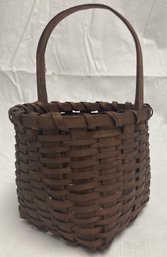 ANTIQUE WOVEN BASKET #4- Open Weave With Bentwood Handle