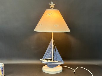 A Vintage Sailboat Model Table Lamp