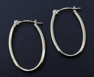 14k Yellow Gold Oblong Hoop Earrings