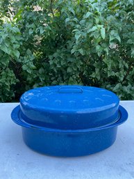 Vintage Blue Speckled Roasting Pan