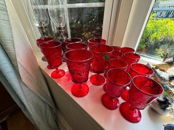 LOT OF RUBY RED GLASSWARE
