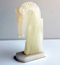A Vintage Onyx Horse Head Bookend