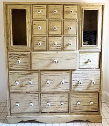 A Large Custom Made Apothecary Style Chest With Antique Glass Hardware By Lillian August