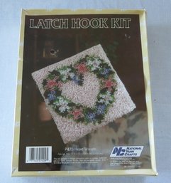 National Yarn Crafts LATCH HOOK KIT 'Heart Wreath' P435 12' X 12'-New- Sealed!