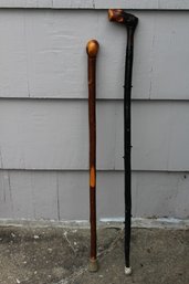 Pair Of Wooden Shillelagh Walking Sticks