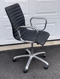 Crate & Barrel Ripple Black Bicast Leather Office Chair W/ Chrome Base