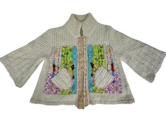 Free People Boho Style Tan Cardigan With Bell Sleeves - Size S/P