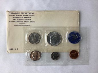 1965 S.s. US Treasury Department Mint Coin Set Sealed With Original Envelope (5 Coins)