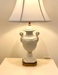 White Table Lamp With Neoclassical Figures