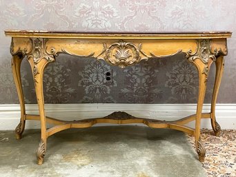 An Antique Parcel Gilt Flip Top Console / Dining Table