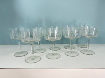 Etched Sherbet/Fruit Cups - Set Of 9