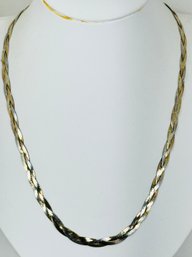 PRETTY TRI COLOR STERLING SILVER BRAIDED NECKLACE