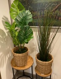 Two Faux Plants In Baskets